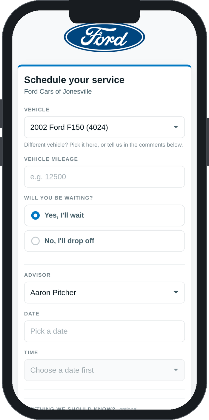 Customer booking link on a phone