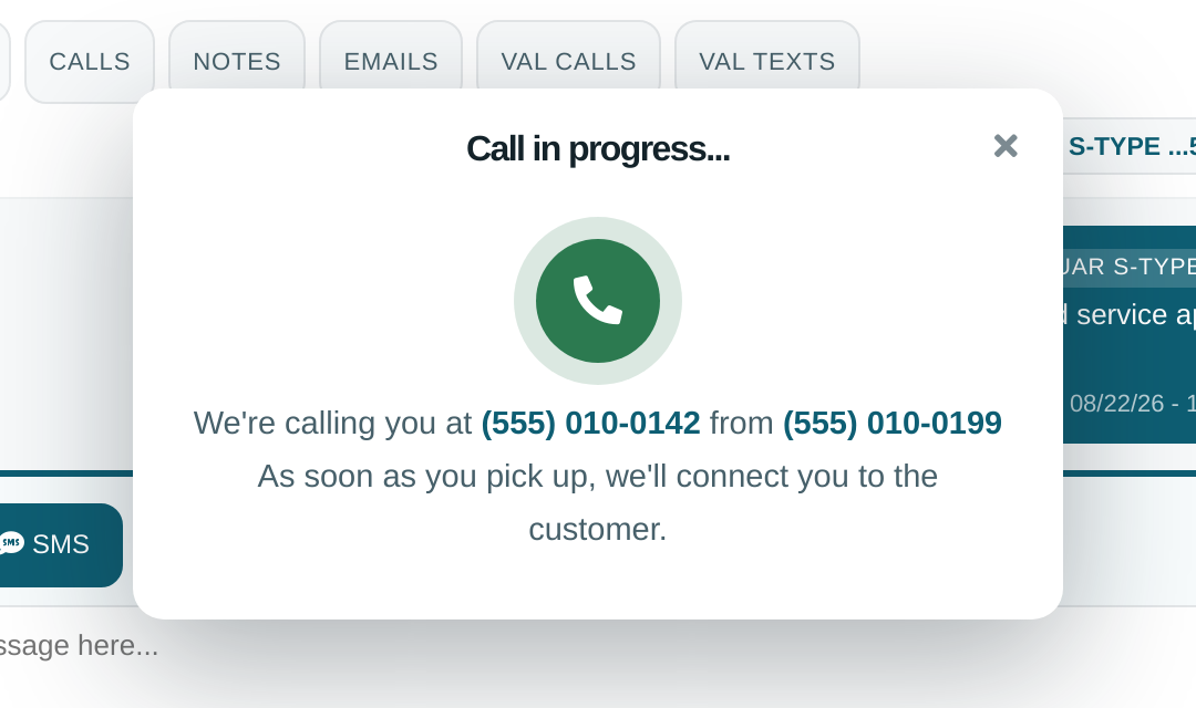 Call in progress dialog